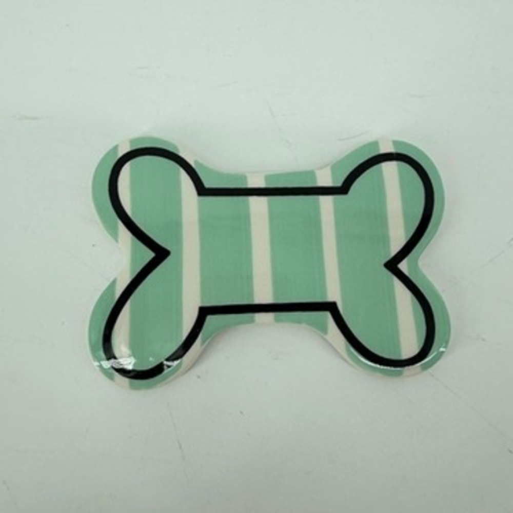 Happy Everything Coton Colors Mint Green Striped Bone Mini Attachment Ceramic